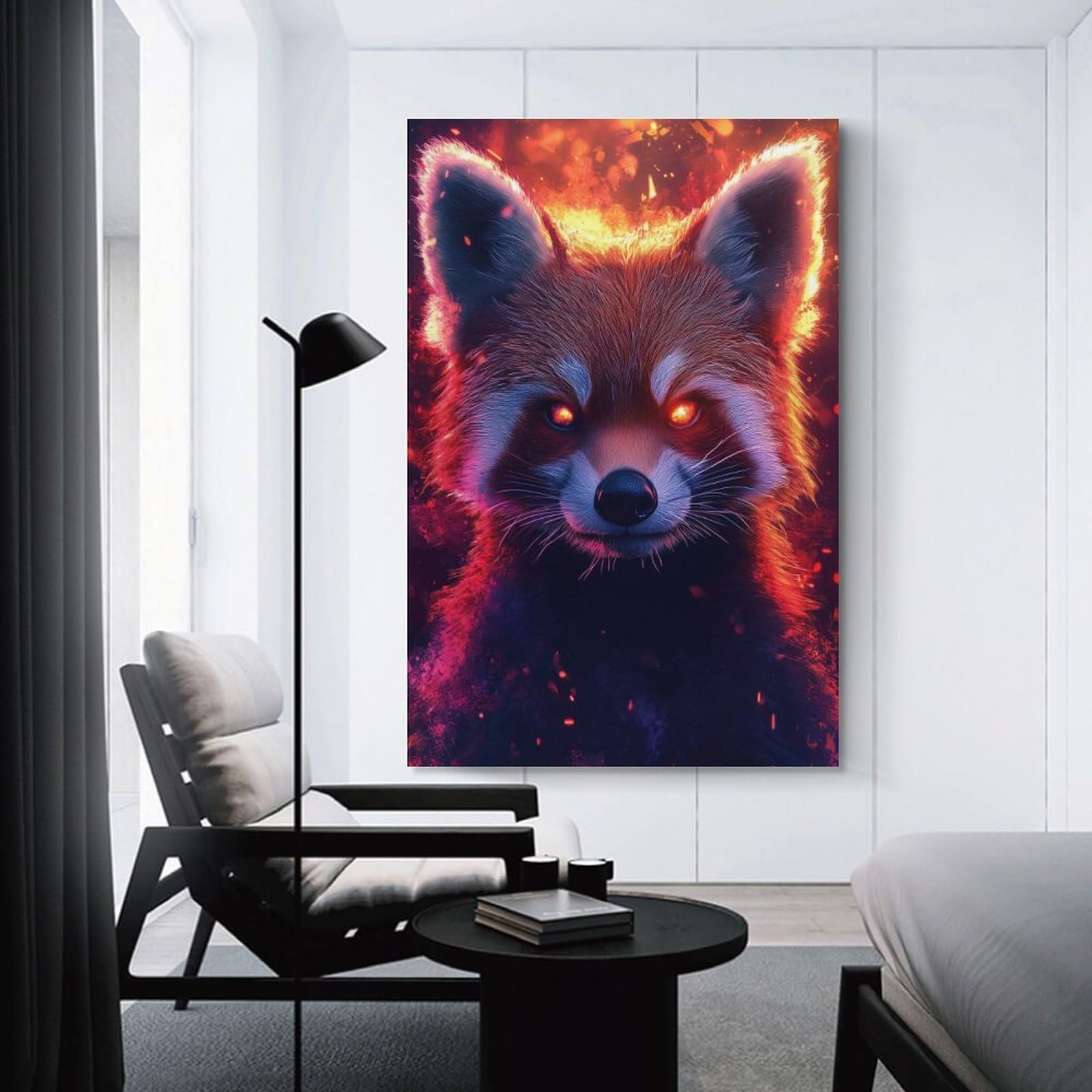 Junmoney Fiery Red Panda Decorative Wall Artwork, 24x36inch(60x90cm), for Hallway, Lounge Or Guest Room, Decorative Present for New Homes