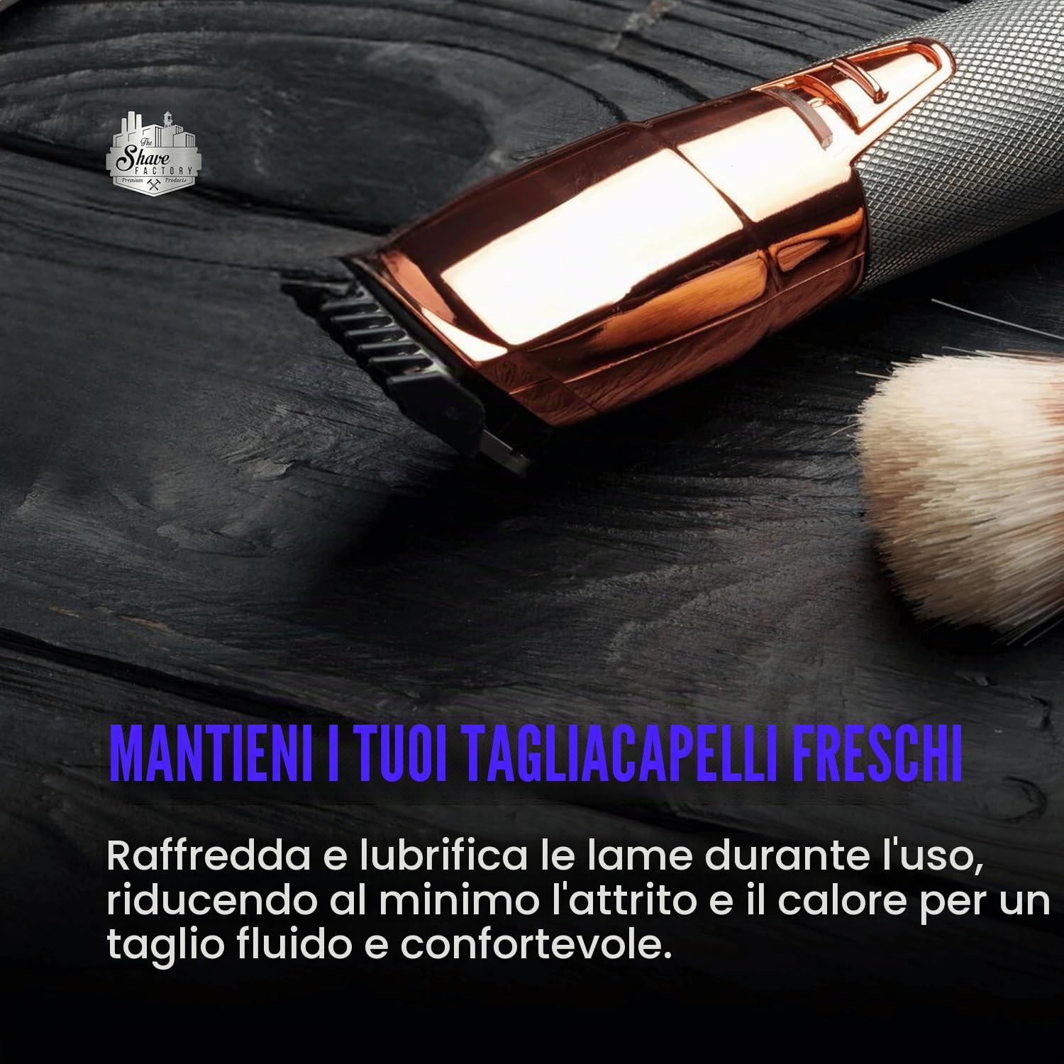 THE SHAVE FACTORY Clippercare – Spray 6 in 1 500 ml – Spray di manutenzione per tosaerba – Rinfresca, pulisce e lubrifica – detergente e lubrificante per lame di tosaerba e trimmers