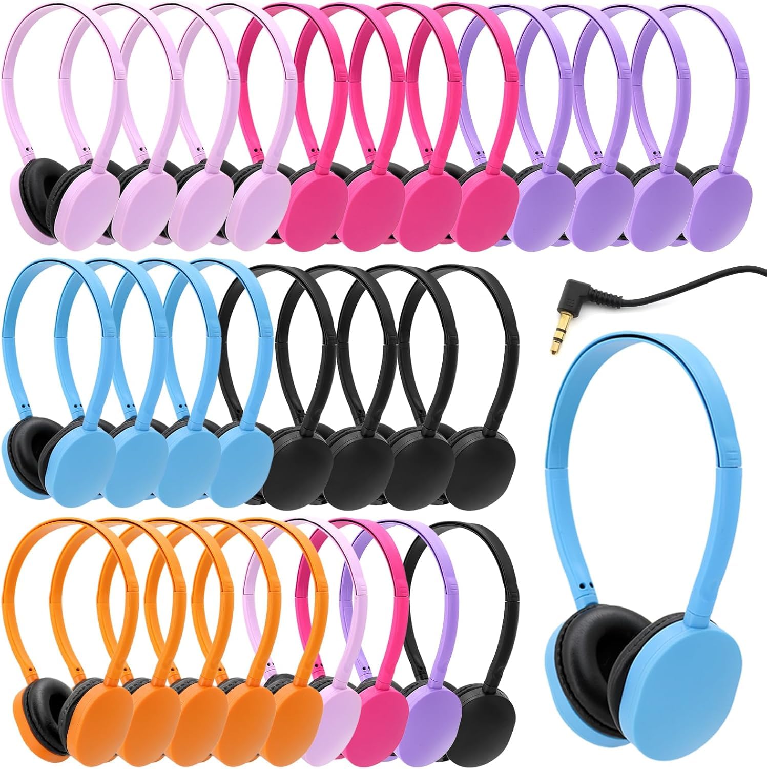FENGZHU Cuffie per bambini, per classe, scuola, classe, compatibili con jack da 3,5 mm, per biblioteca, bambini, adulti, ufficio, regali (colori misti) (12)
