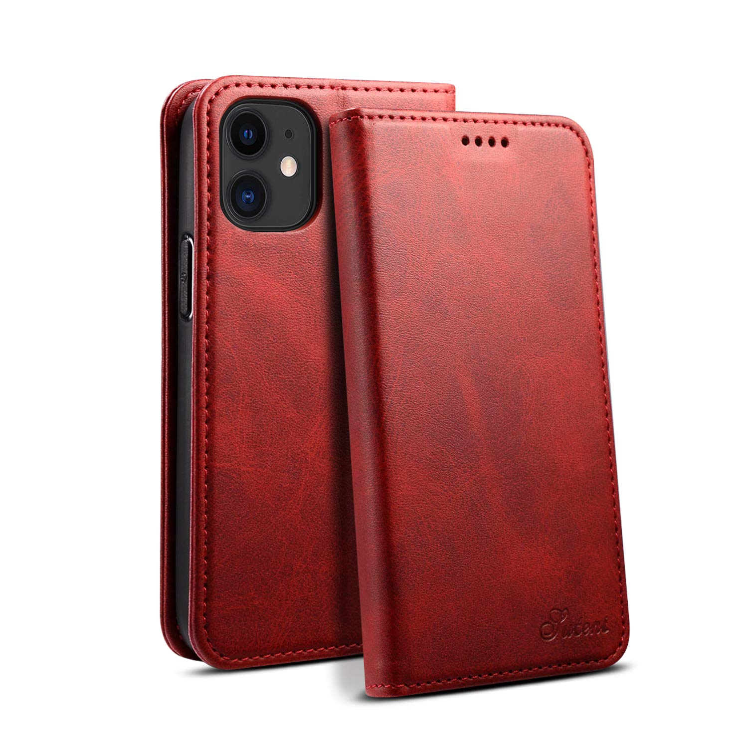 Red Shel Fashion Cover for iPhone 12 Mini 2020 5.4 Case for Men Women PU Leather Case Durable Fold Protection Wallet Shockproof