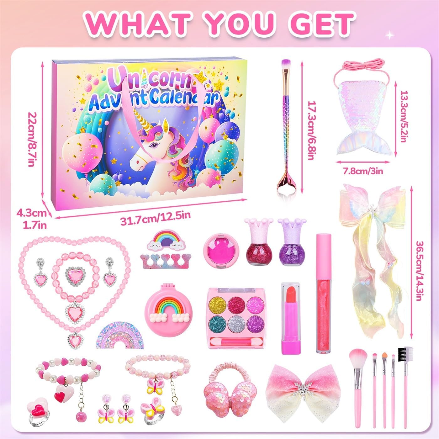 Calendario De Adviento 2025 Unicornio Para Niñas – 24 Sorpresas De Maquillaje, Joyas Y Accesorios, Regalo De Navidad Con Labiales, Esmaltes, Diadema Y Más