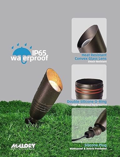 Miniatura 4 de MALORY Luces de latón para paisaje, 1 paquete sin bombilla (S02), focos de bajo voltaje 12V CACC para exteriores, para patio, iluminación de paisaje