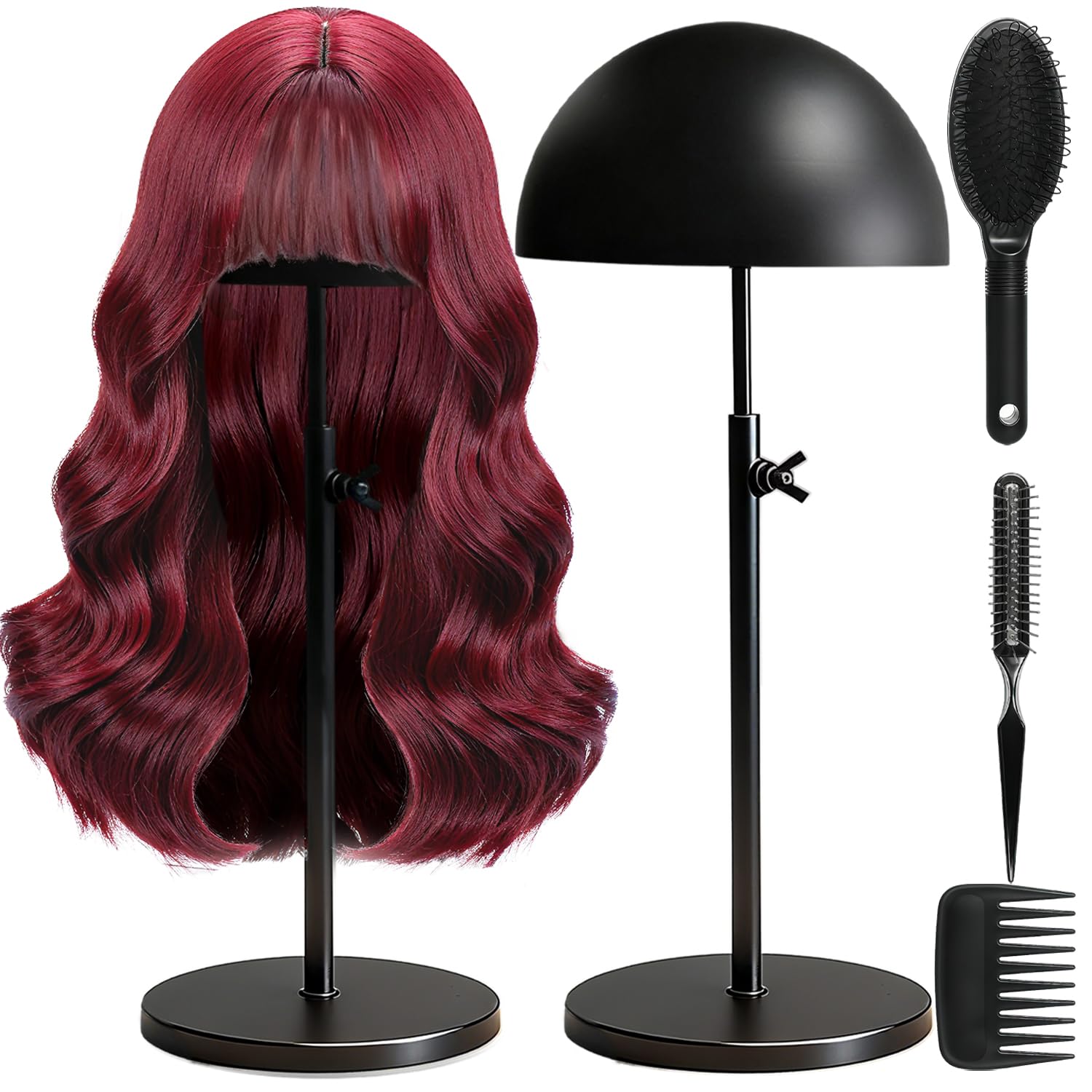 Support perruque réglable en fer noir pour sublimer votre coiffeuse à la maison