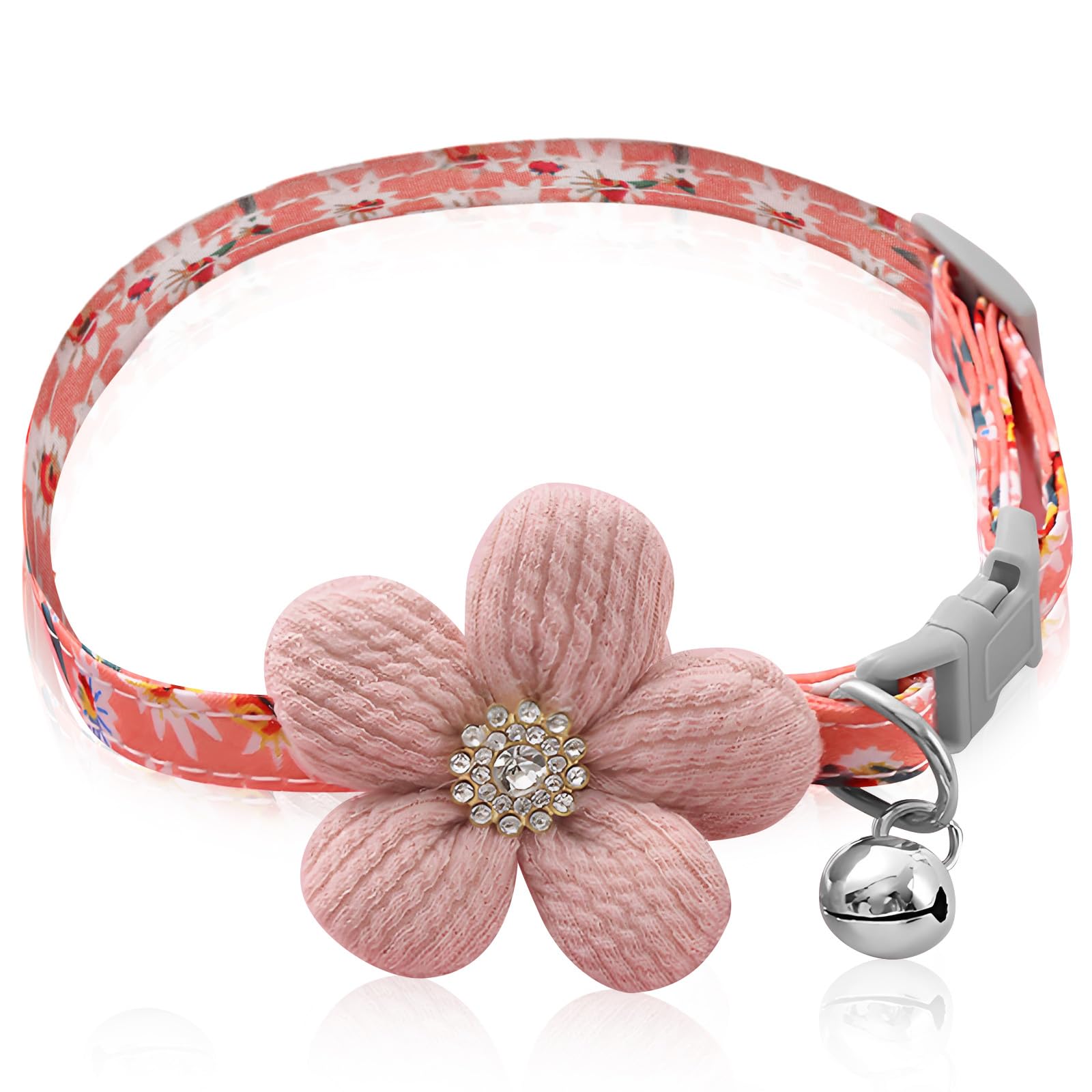 Collares para perros pequeños para perros hembra,Collar de perro rosa Collar de perro floral, Collares para perros para niñas para perros pequeños, medianos y grandes (Rosa, Cuello 7.9-11.8")