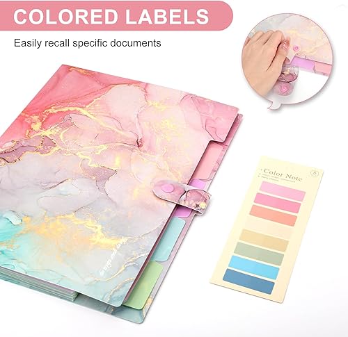 Miniatura 6 de Ddaowanx Carpeta de archivos expansible, organizador de archivos de plástico de acordeón tamaño carta A4, 5 carpetas de bolsillo para documentos,