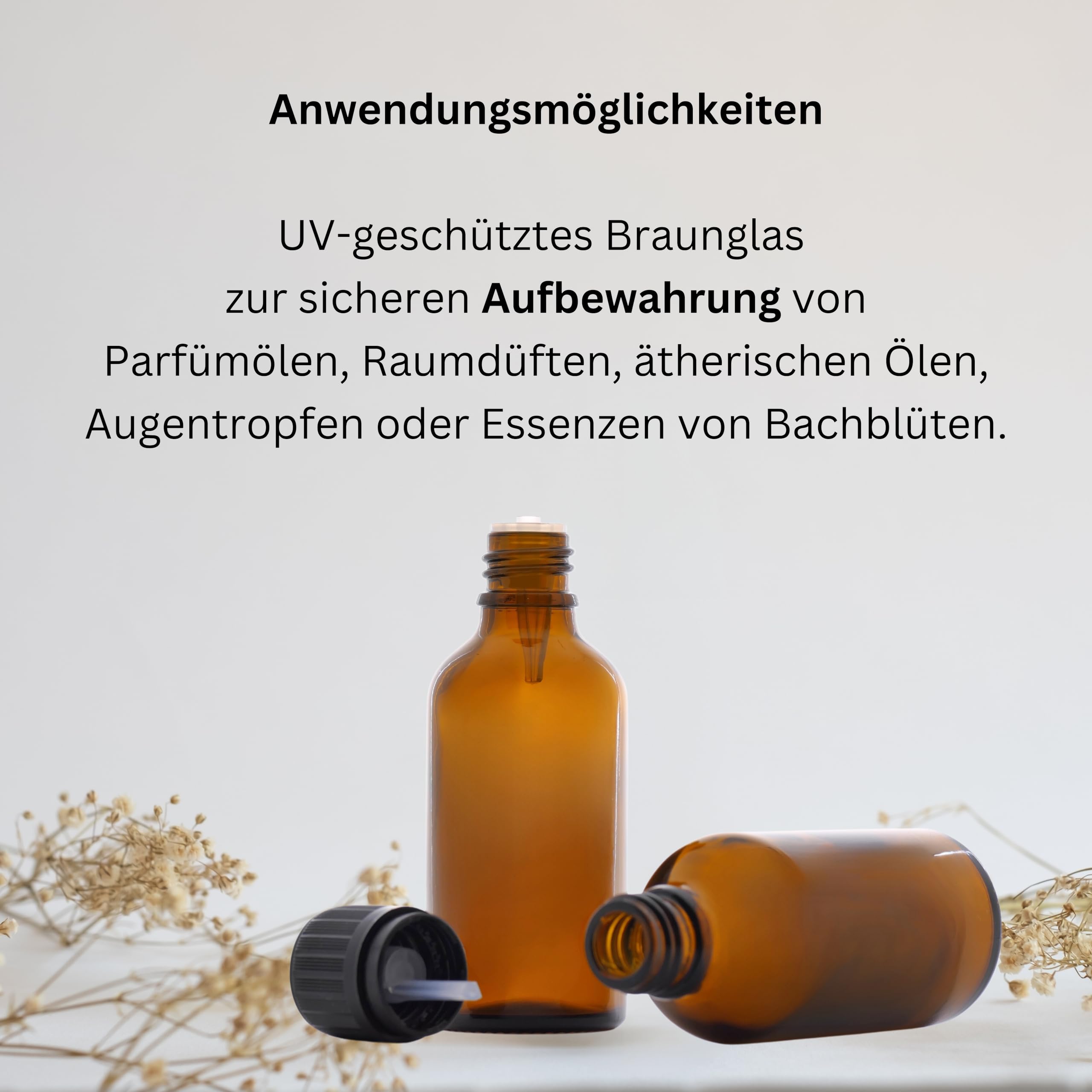 10x 50 Ml Braunglas-Tropfflaschen + Etiketten – Mit Tropfeinsatz, Kindersicherung, Made In Germany