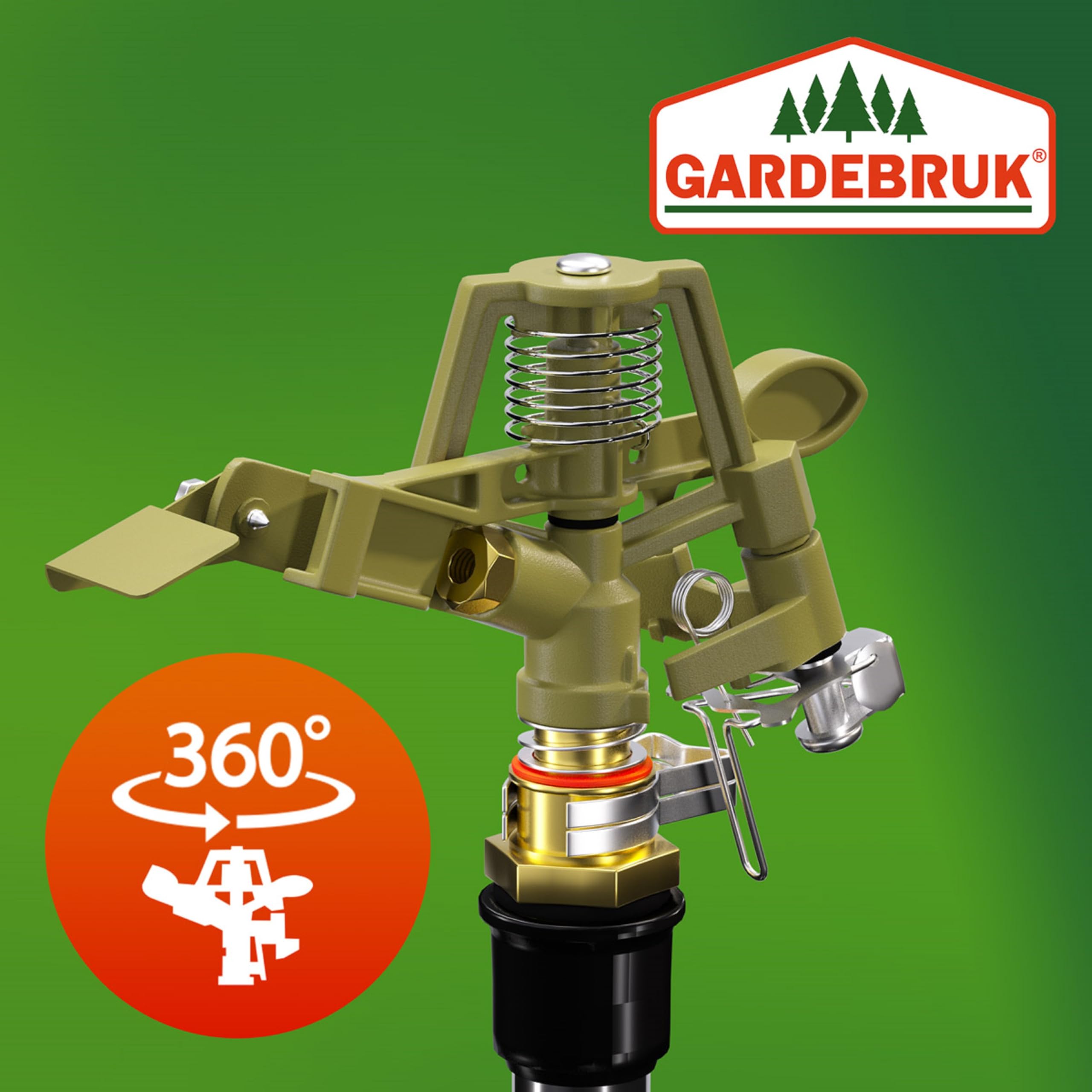 GARDEBRUK® Arroseur Automatique impulsions télescopique Irrigation Max. 24m 360° Embout pulvérisation Sprinkler trépied système Irrigation Jardin