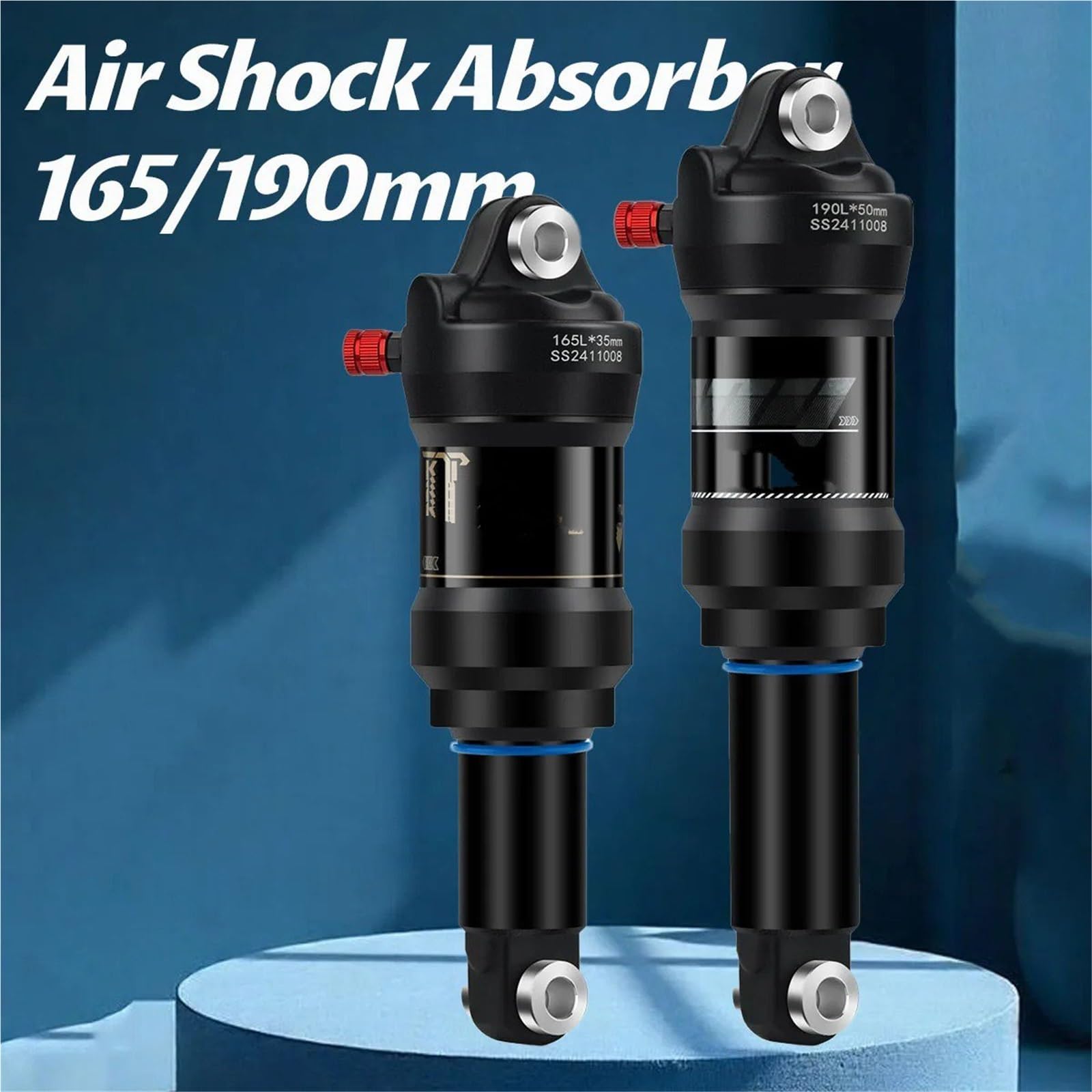 suspensión neumática trasera amortiguadores Suspensión Neumática Trasera Para Bicicleta Montaña, Amortiguador Compresión Ajustable Para Bicicleta Eléctrica Montaña 165Mm 190Mm.(165MM-White)