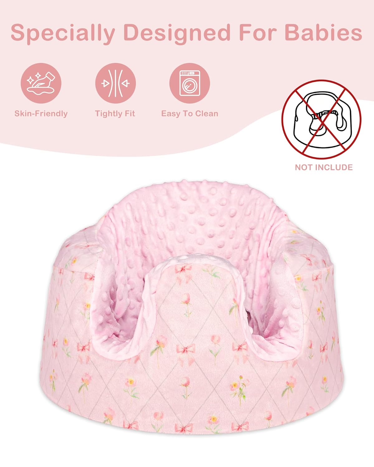 Car Seat Straps Pads for Baby Girls 3 Pieces,Super Soft Car Seat Strap Covers Kids,Seat Cover Compatible with Bumbo Seat and Nuby Seat, Super Soft & Breathable Bumbo Floor Seat Cover for Boys and Girl