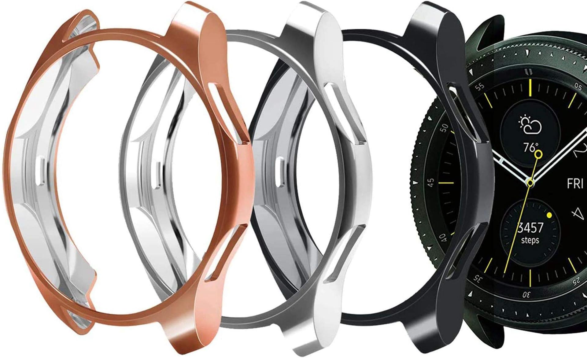 Jvchengxi for Samsung Galaxy Watch 42mm case, Soft TPU Slim Plated Case Anti-Shock Cover All-Around Protective Bumper Shell for Galaxy Watch 42mm SM-R810 Smartwatch (Black/Silver/Clear)