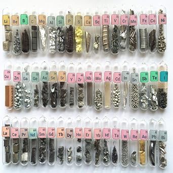 Pure Element Samples Kit for Periodic Table Collection Rare Earths Metals Vials Ampoule Combination Good as Gift for Students, Education, Business Gift, Display, DIYs Average, 54 Sealed, 1