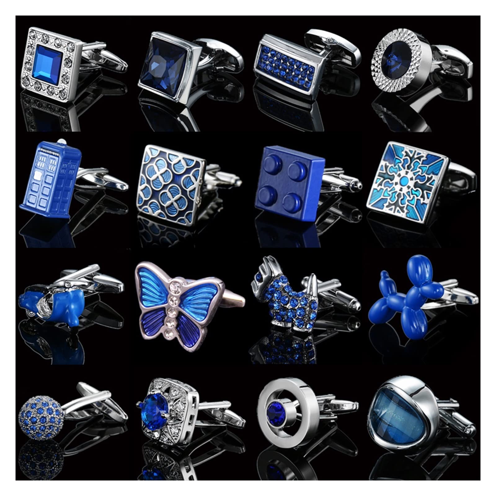 Anzug Manschettenknöpfe Männer Manschettenknöpfe Blauer Kristall Manschettenknopf Hemd Manschetten Anzug Zubehör Hochzeit Schmuck Hemd Manschettenknöpfe (Metal Color : 20)