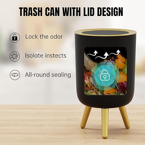 Miniatura 5 de URALFA Cubo de basura con sensor de movimiento, cubo de basura automático para baño con tapa, cubo de basura sin contacto con patas, pequeña cesta