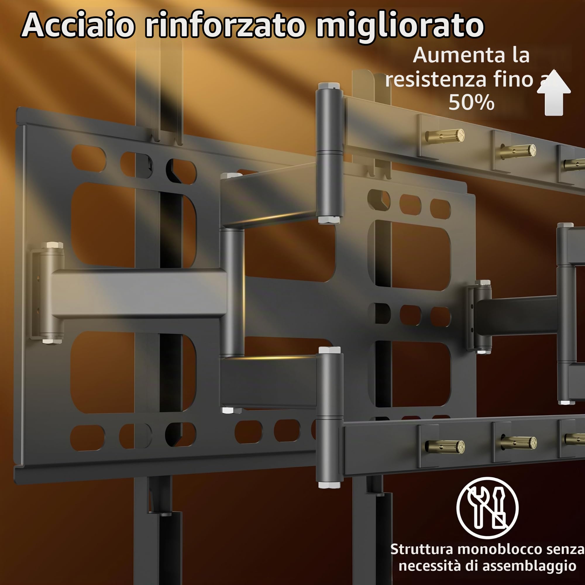 UNHO Supporto TV da Parete Estendibile: Staffa Muro per Porta TV 55-100 Pollici Portata Max 120kg Spesso Ultra Resistente Doppio Braccio Max VESA 800x600mm