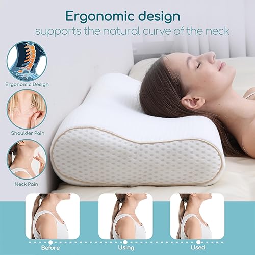 Miniatura 3 de Almohada ergonómica de espuma viscoelástica para el cuello, tela refrescante, almohada sándwich ajustable para aliviar el dolor de cuello (tamaño