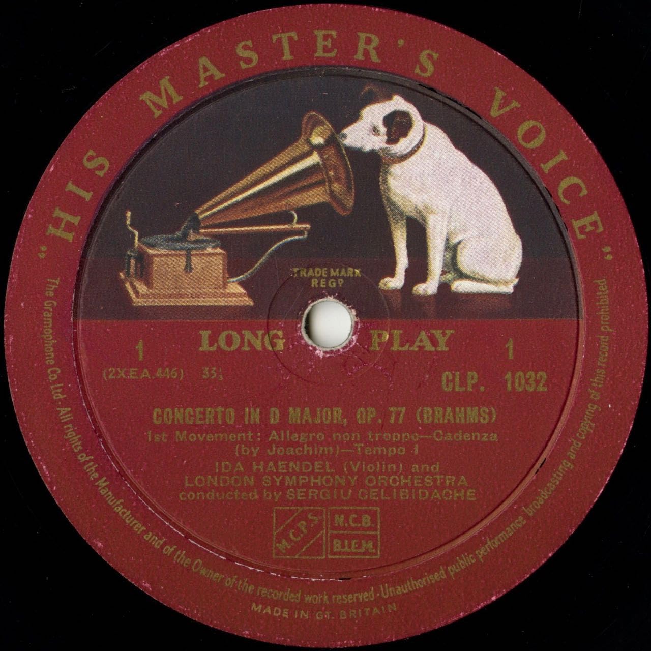 英HMV CLP　ブラームス ヴァイオリン協奏曲　イダ・ヘンデル　チェリビダッケ Amazon.co.jp: ブラームス:ヴァイオリン協奏曲Op.77 HMV:CLP 1032 NL
