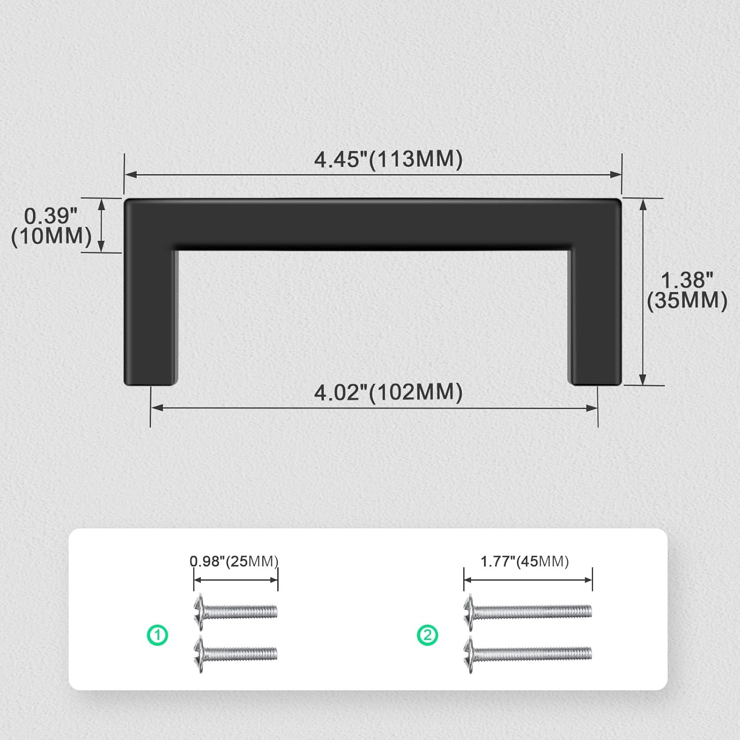 102mm (4") Center to Center Matte Black Stainless Steel Cabinet Handles 20 Pack - Kitchen Drawer Pulls & Dresser Knobs, Durable Cabinet Hardware