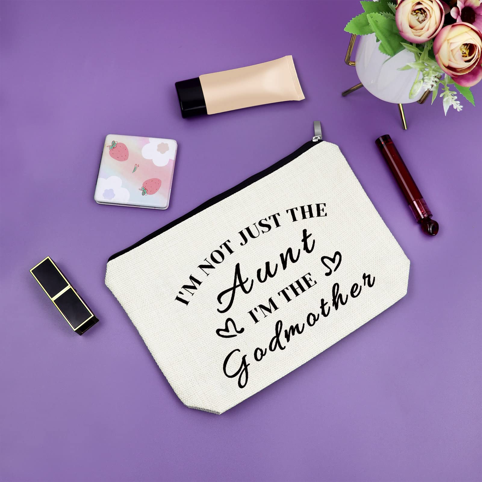 Sazuwu Godmother Aunt Gifts Godmother Gifts from Godchild Baptism Makeup Bag Aunt Christian Proposal Cosmetic Bag Birthday Christmas Mother’s Day Present Travel Pouch