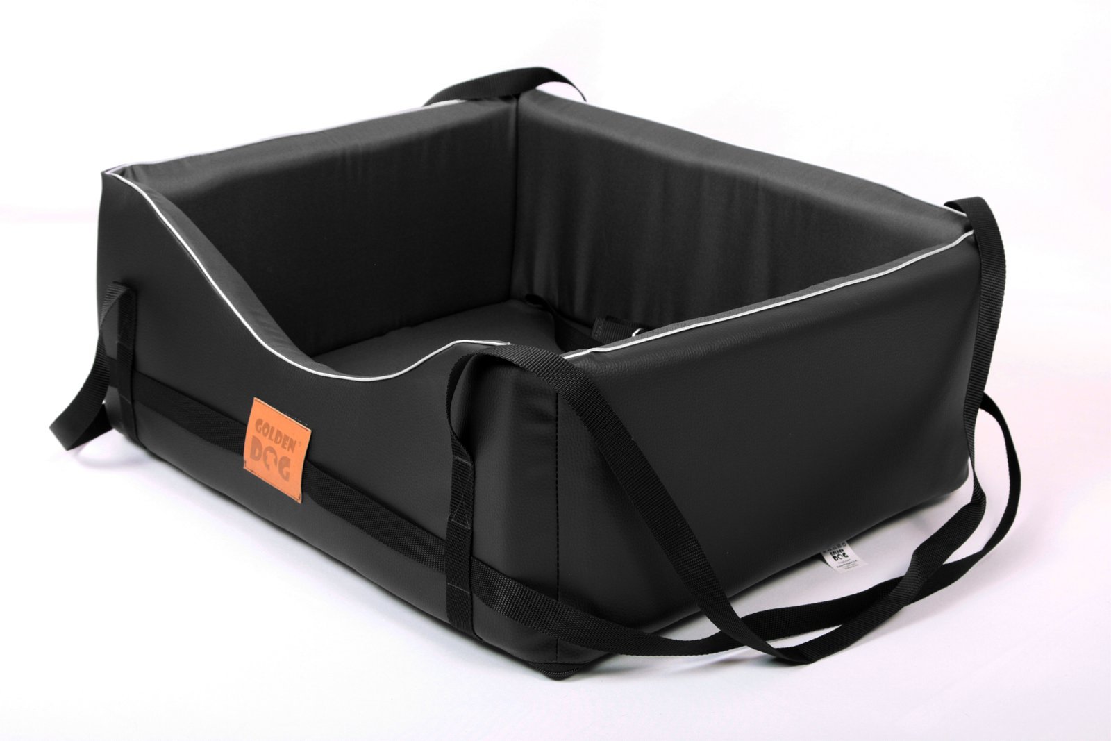 Goldcave Hondenmand Voor In De Auto - Extra Zachte Luxe Uitvoering Autostoel Voor Hond Automand Hondenbed Lederlook Zwart