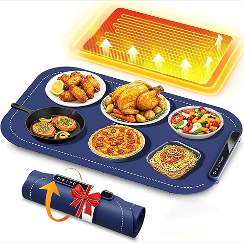 Miniatura 3 de Tapete de calentamiento para alimentos, calentador de alimentos para bufé, bandeja de calentamiento de superficie completa con ajuste de temperatura