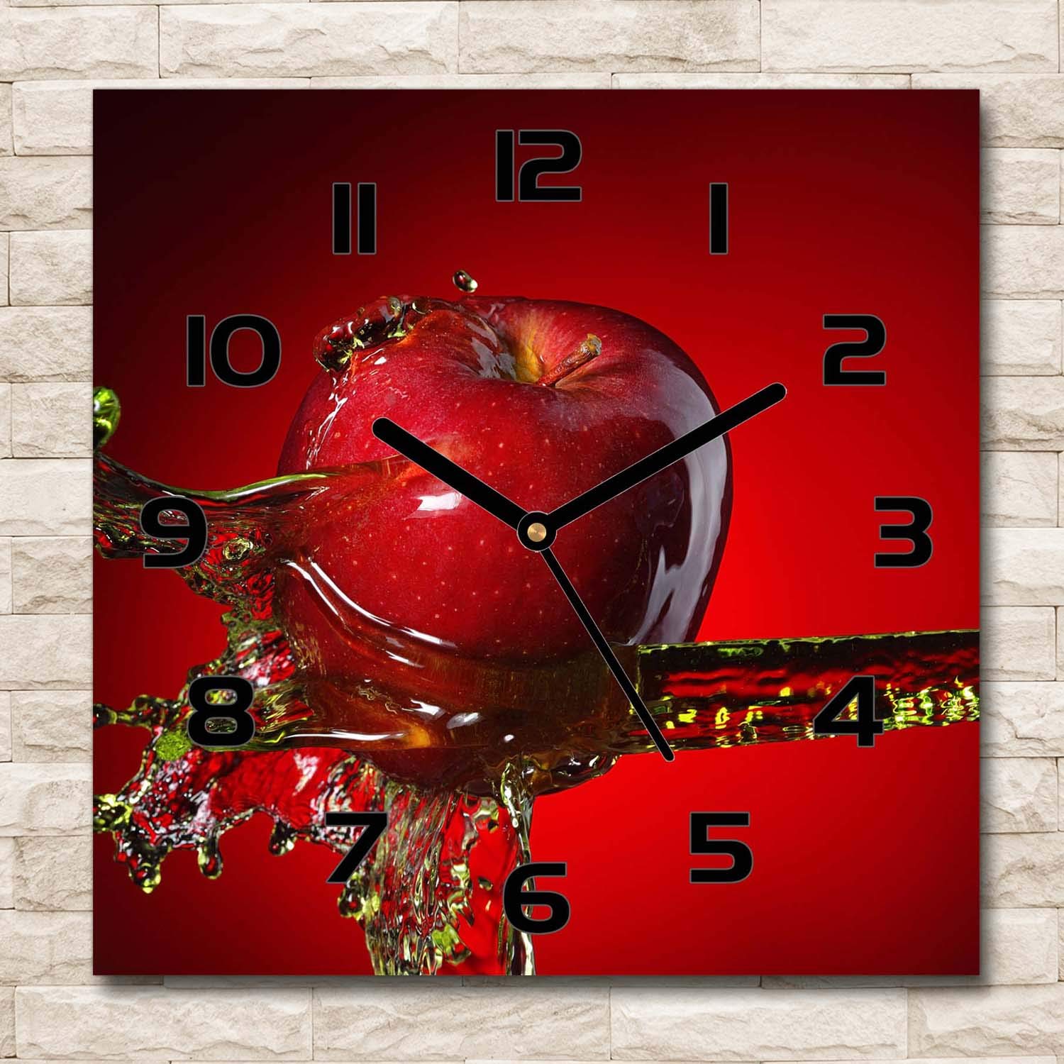 Horloge Murale En Verre Tulup 30x30 Cm, Style Vague Brune - Mouvement Quartz, Design Moderne