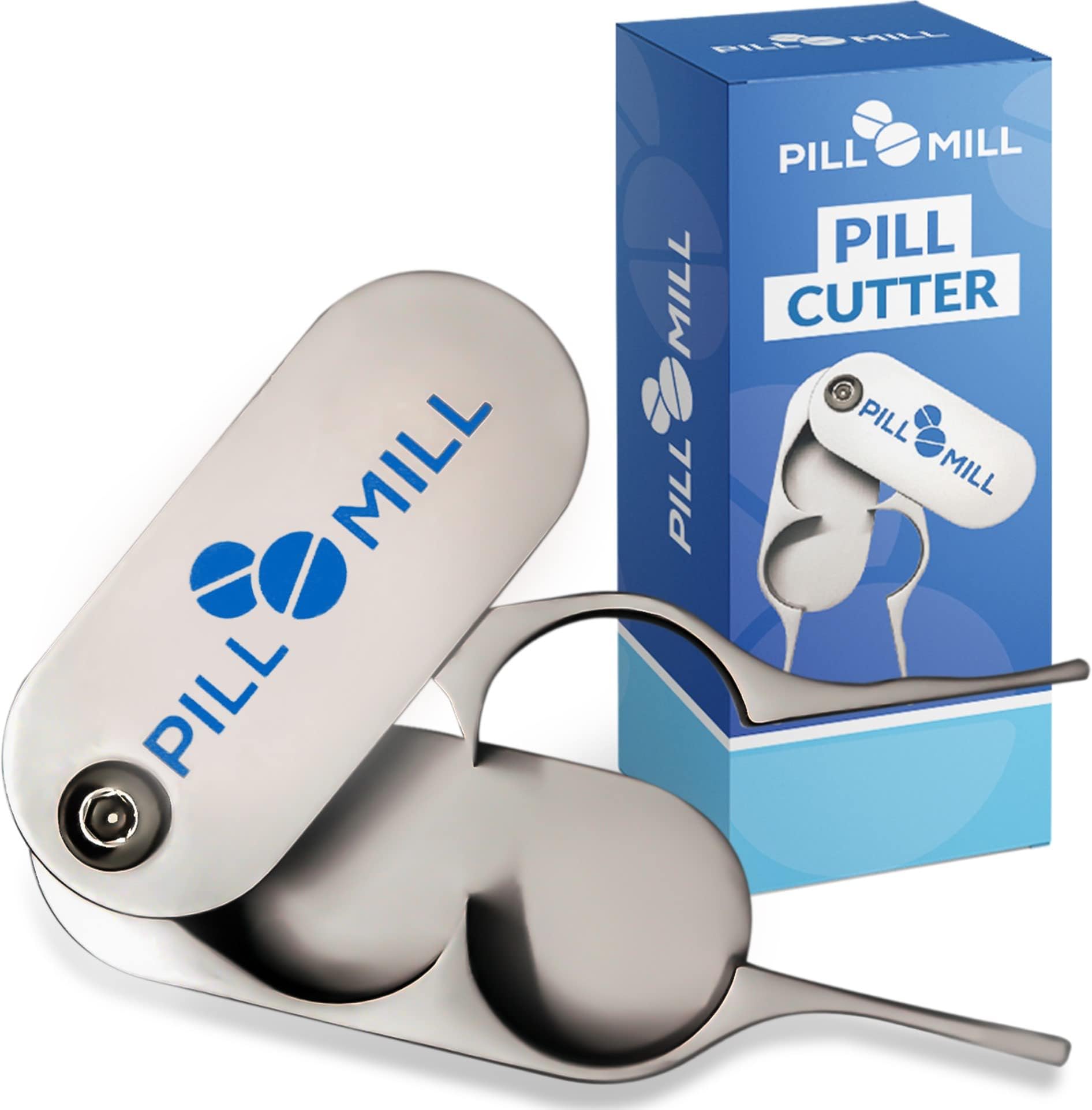– Pill Cutter Splitter by Pill Mill - Metal Blades that Will Never Dull - Grip Handle Helps to Cut Small or Large Pills with Ease - Light and Durable Tablet Divider - Perfect Medicine Slicer for Travel