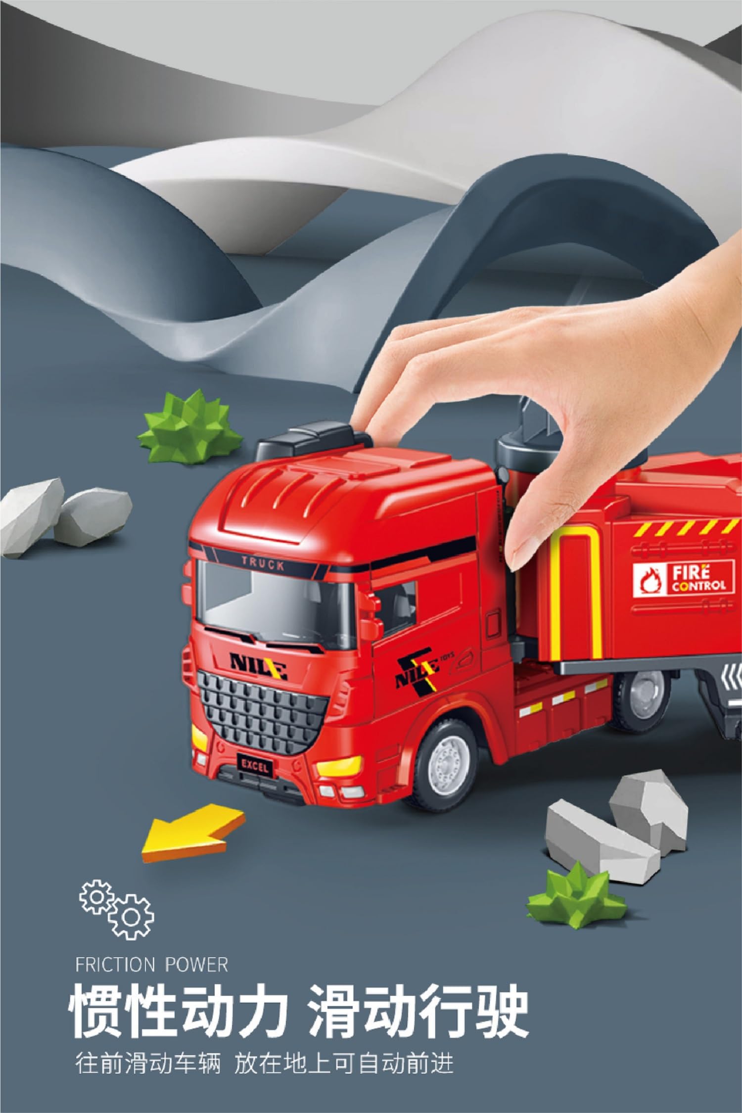 KTRS Enterprise fire Truck Sprinkler Long Ladder Rescue Ladder Sliding Model Children boy Toy 2