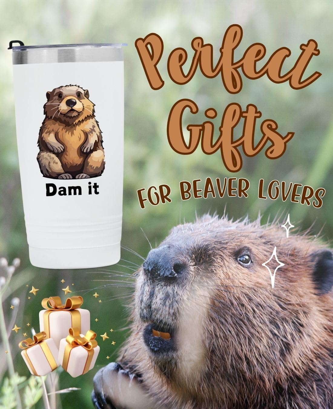 Onebttl Beaver Gifts for Women Men Teens Canadians, Funny Beaver Tumbler for Beaver Lovers on Birthday, Christmas, Cute 20 oz Insulated Stainless Steel Tumbler - Beaver Dam It - Image 2