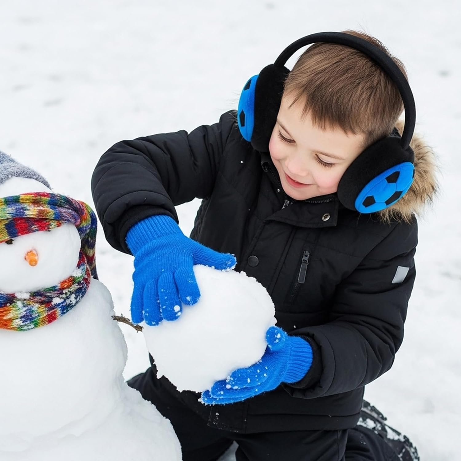 Kids Earmuffs and Gloves Set Winter Toddler Ear Warmer Gloves for Boys and Girls Cold Weather Christmas Gifts - Image 6