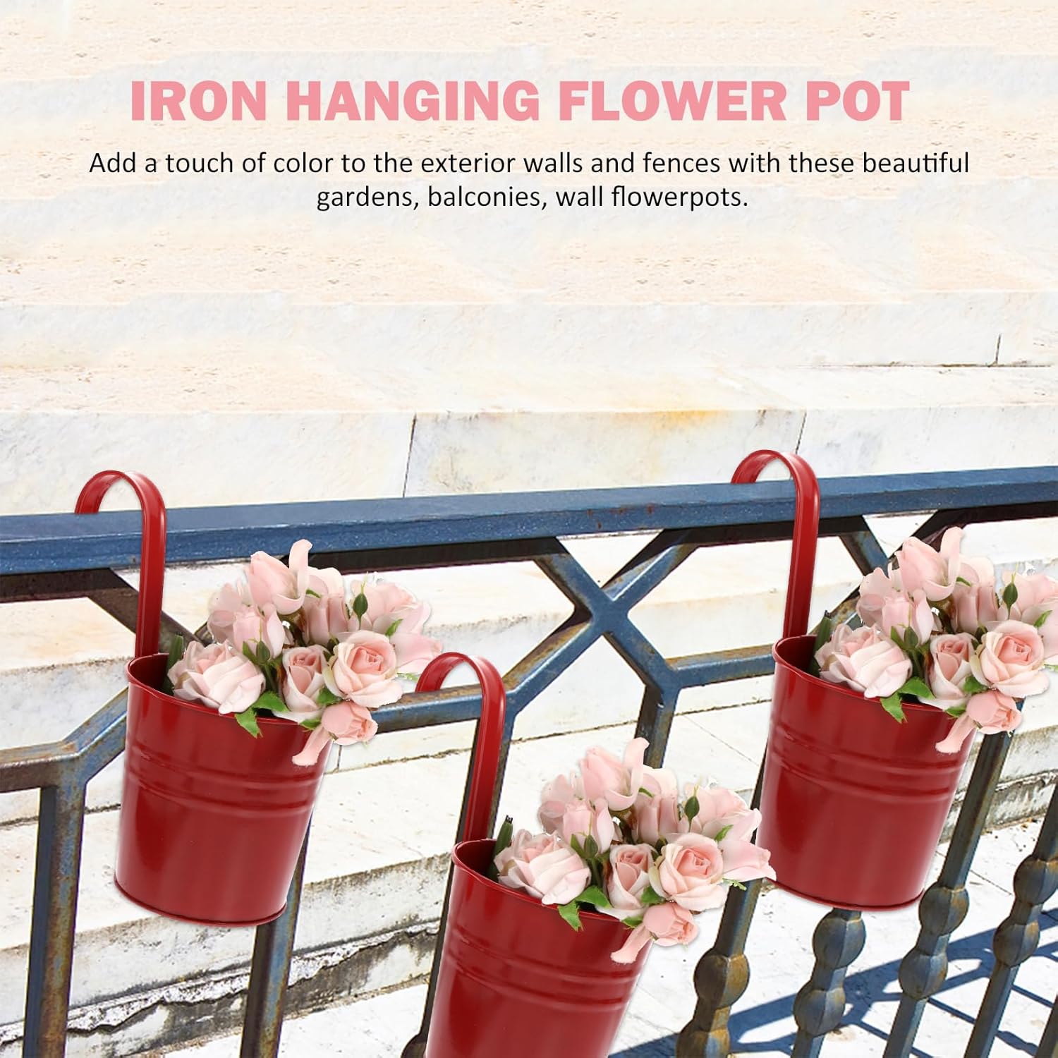 Hanging Planter Pot with Detachable Hook 7.22 Inch Outdoor Hanging Flower Pot for Balcony Railing Fence Garden Decoration