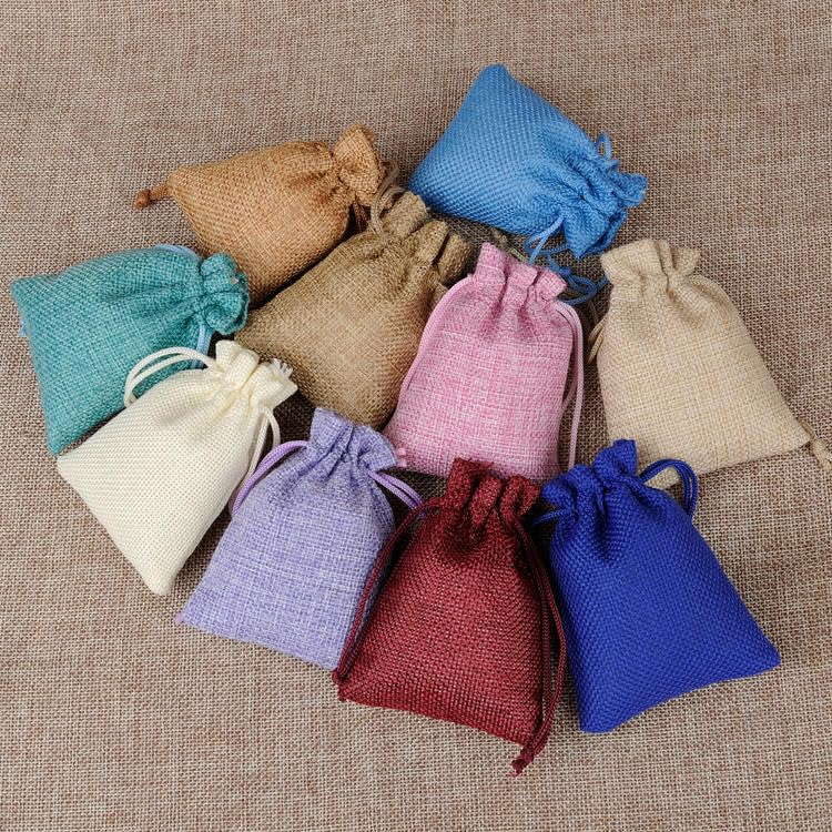 Pochettes à bijoux, Sacs à cordon en lin violet 20 x 30 cm, lot de 100(Orange,7x9cm 50 PCS)