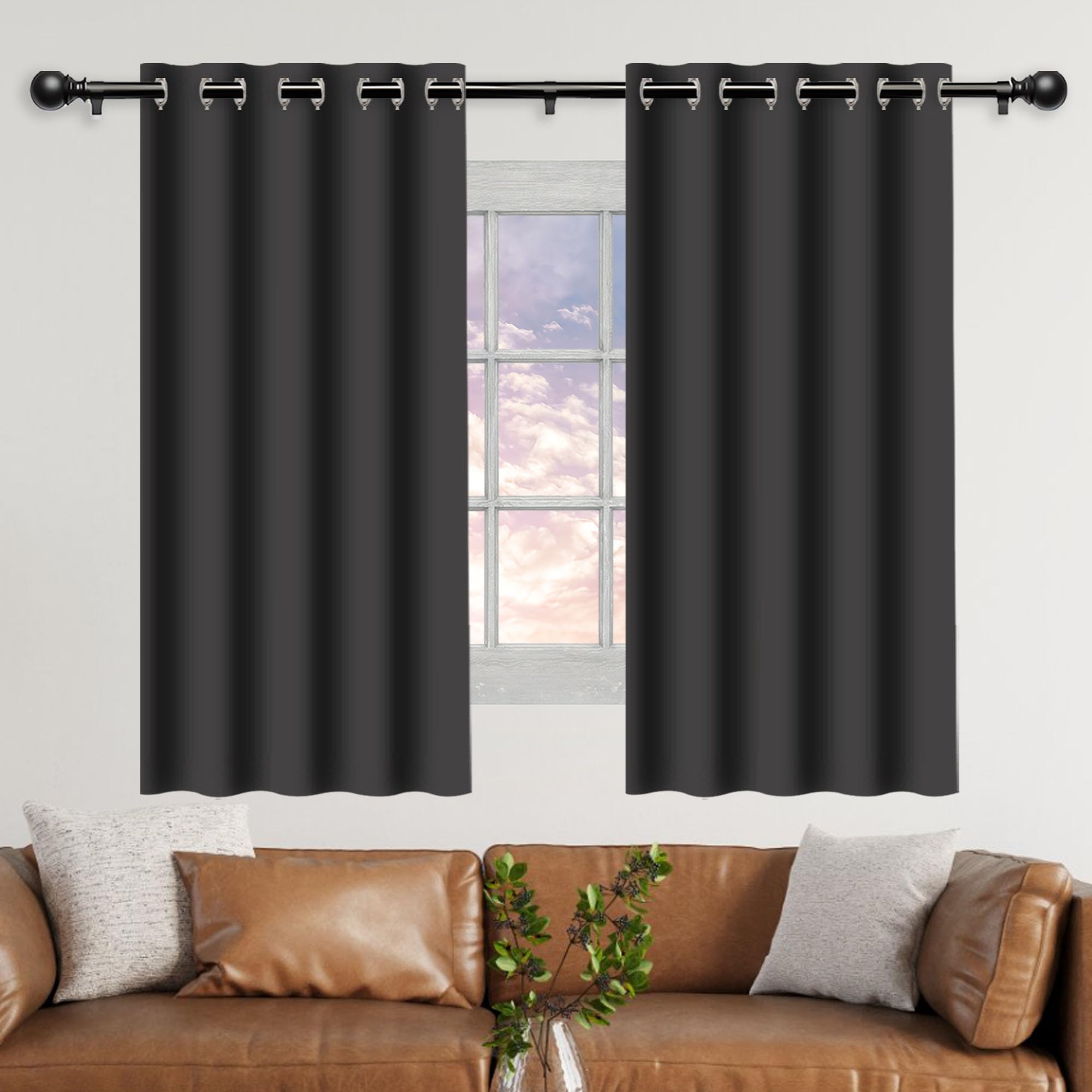 Cortinas Salon 1 Piezas 240 x 180 cm Cortinas Aislantes Frio y Calor Salon 1 Piezas Cortina para Dormitorio, Salón, Gris Oscuro