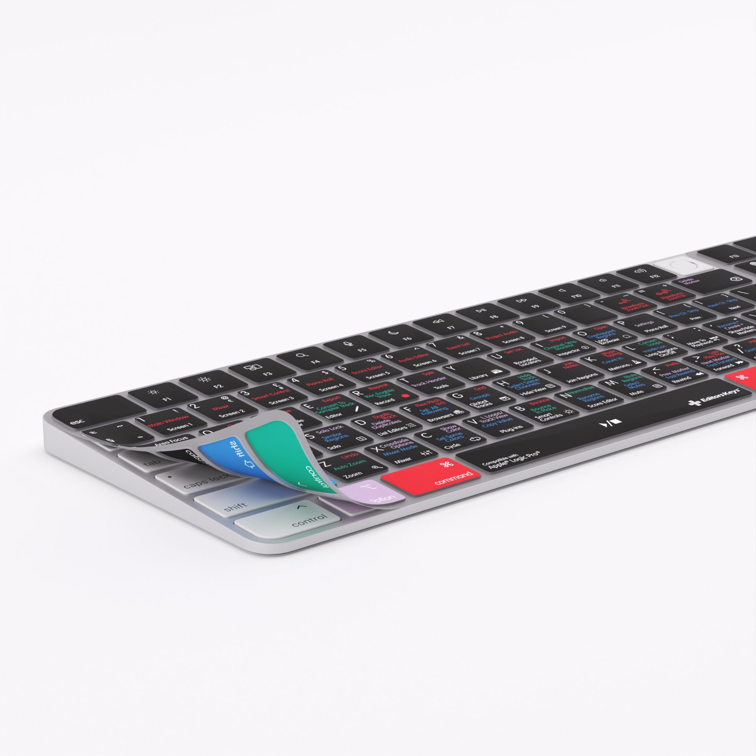Editors Keys Logic Pro Tastaturabdeckung, kompatibel mit Apple Magic Numeric Keyboard, Silikon-Schutzhülle mit Logic Pro Shortcuts, passend für TouchID und Non-TouchID Modelle
