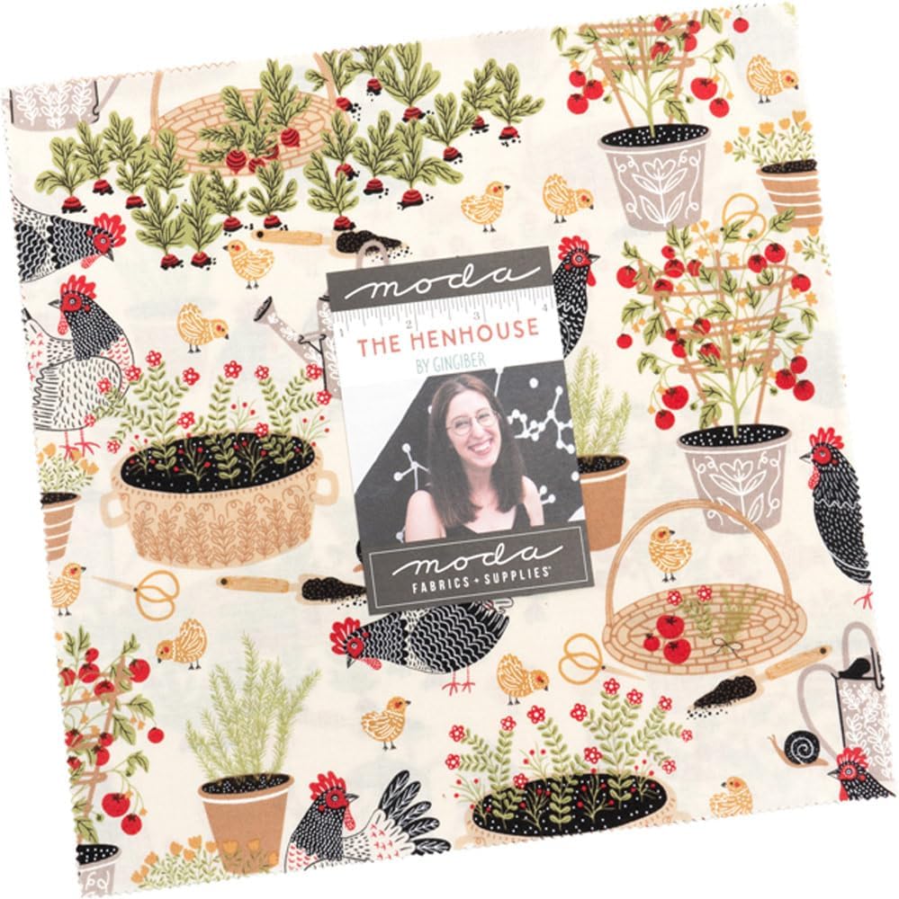 The Henhouse Layer Cake®, 42 10-inch Precut Fabric Quilt Squares by Gingiber