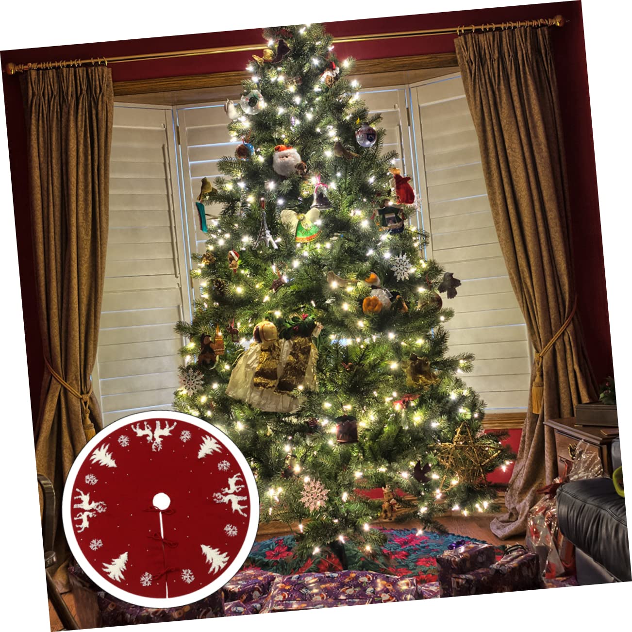 Weihnachtsbaumdecke Rot Runde Baummatte Für Elch Weihnachtsbaumdekoration Weihnachtsbedarf Baumrock Weihnachtsbaumrock