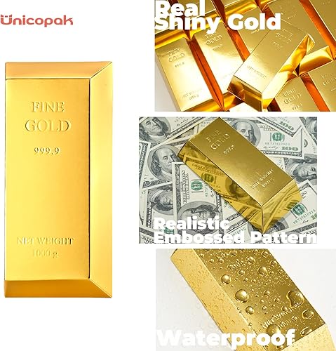 Miniatura 4 de UnicoPak Paquete de 30 cajas de regalo de fiesta de barra dorada, cajas de regalo doradas de papel de aluminio simulado, cajas de dulces decoradas,