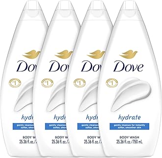 Dove Body Wash Hydrate 4-Pack – Moisturizing Cleanser for Smooth, Soft Skin, 25.3 Oz Ea
