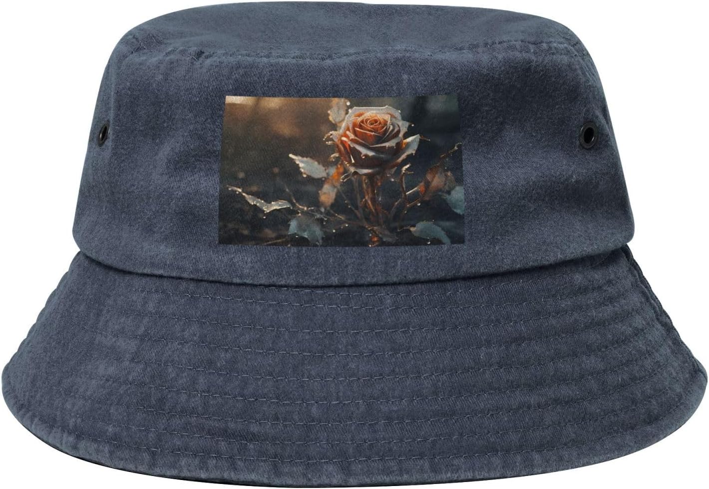 Golden Rose Printed Cowboy Fisherman hat, Suitable for Outdoor Fishing Beach Party Fisherman hat Hip-hop hat,