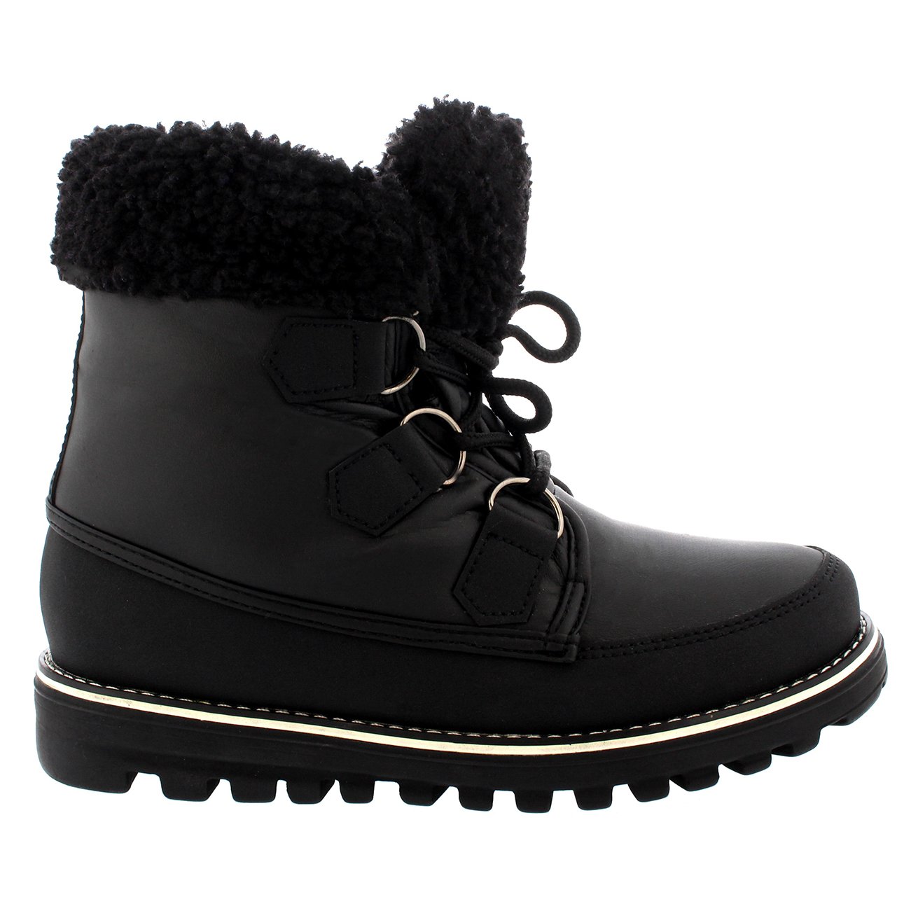 Polar Boot Womens Fleece Lined Snow Winter Waterproof Hiking Durable Ankle Boots - Black - UK6/EU39 - YC0497