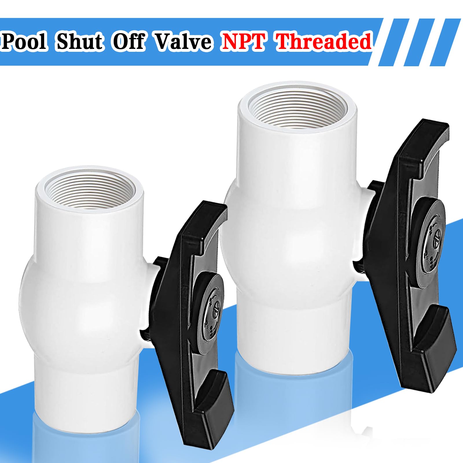 5x PVC-Kugelhähne 1 1/2 Zoll – Mit Blauem T-Griff, Dichtend, Für Garten, Pool & Bewässerung