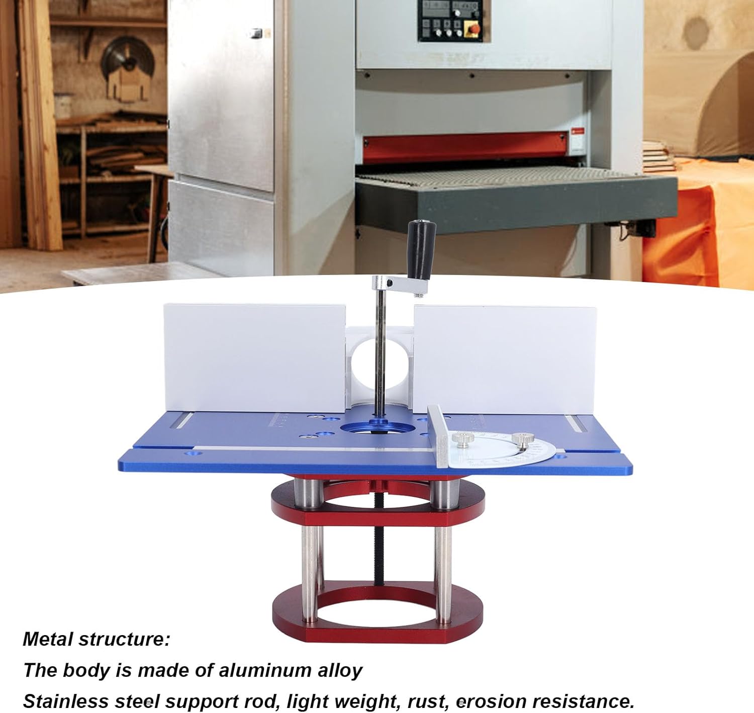 Router Lift Base Aluminum Alloy Manual Router Table Lift System, Height Adjustable with 51mm Stroke, Universal Fit for 63.8-65mm Motor Woodworking Machinery (Blue)