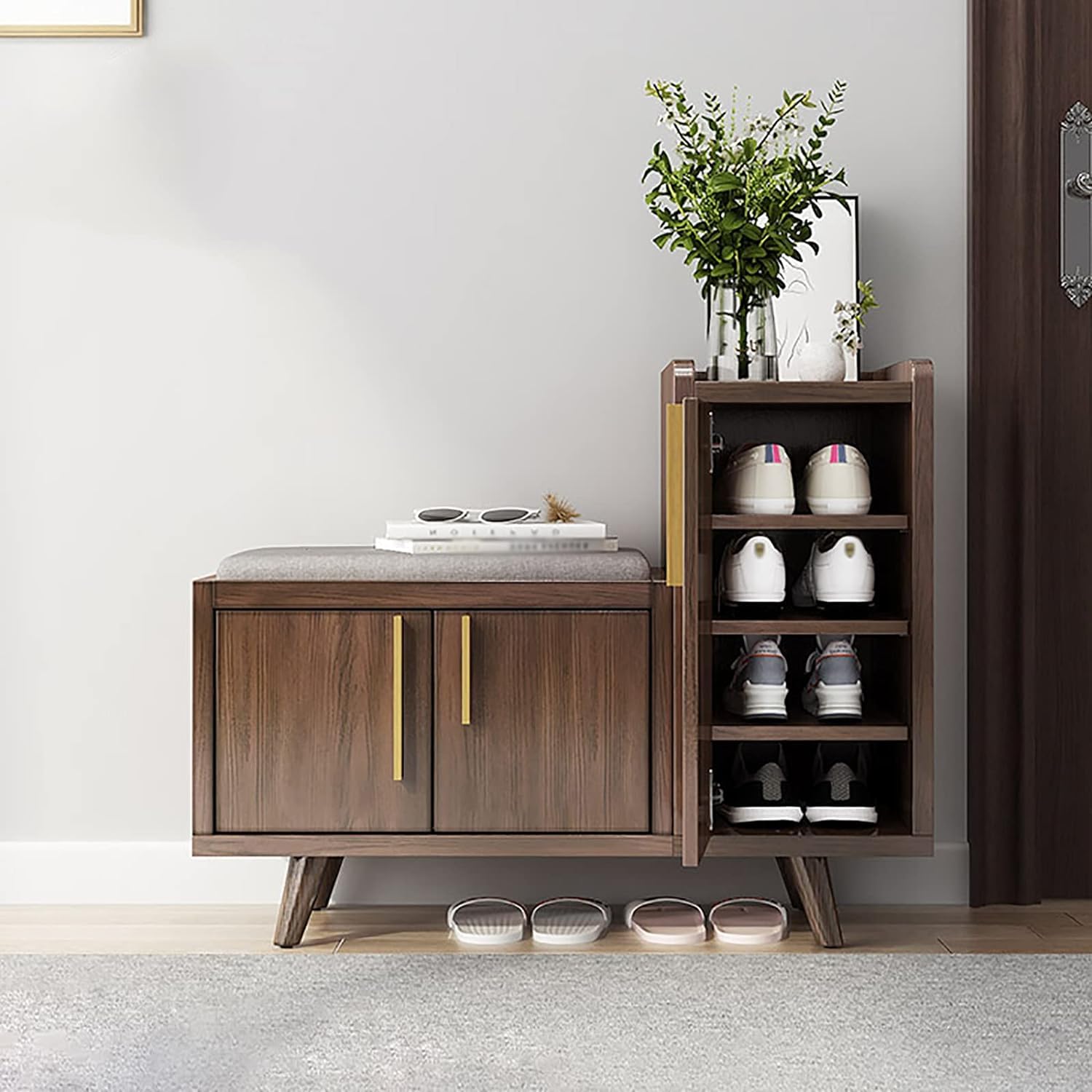 Banc armoire à chaussures pour libérer le sol et s'asseoir dans l'entrée