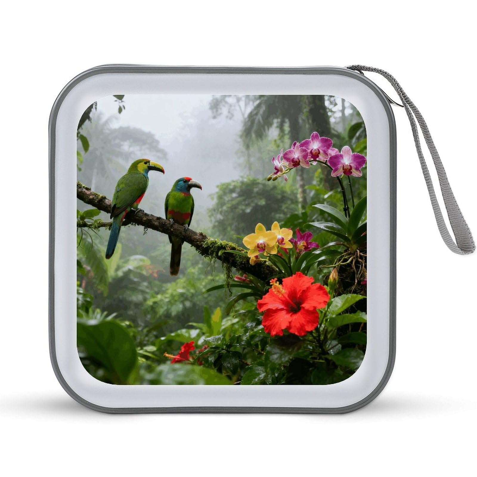 VstaDank Tropical Green CD Case, Portable CD Sleeve Zipper-Style CD/DVD Wallet, Anti-Scratch CD Storage Pouch, Plastic CD Case for CDs, DVDs, Blu-rays, Vinyl Records