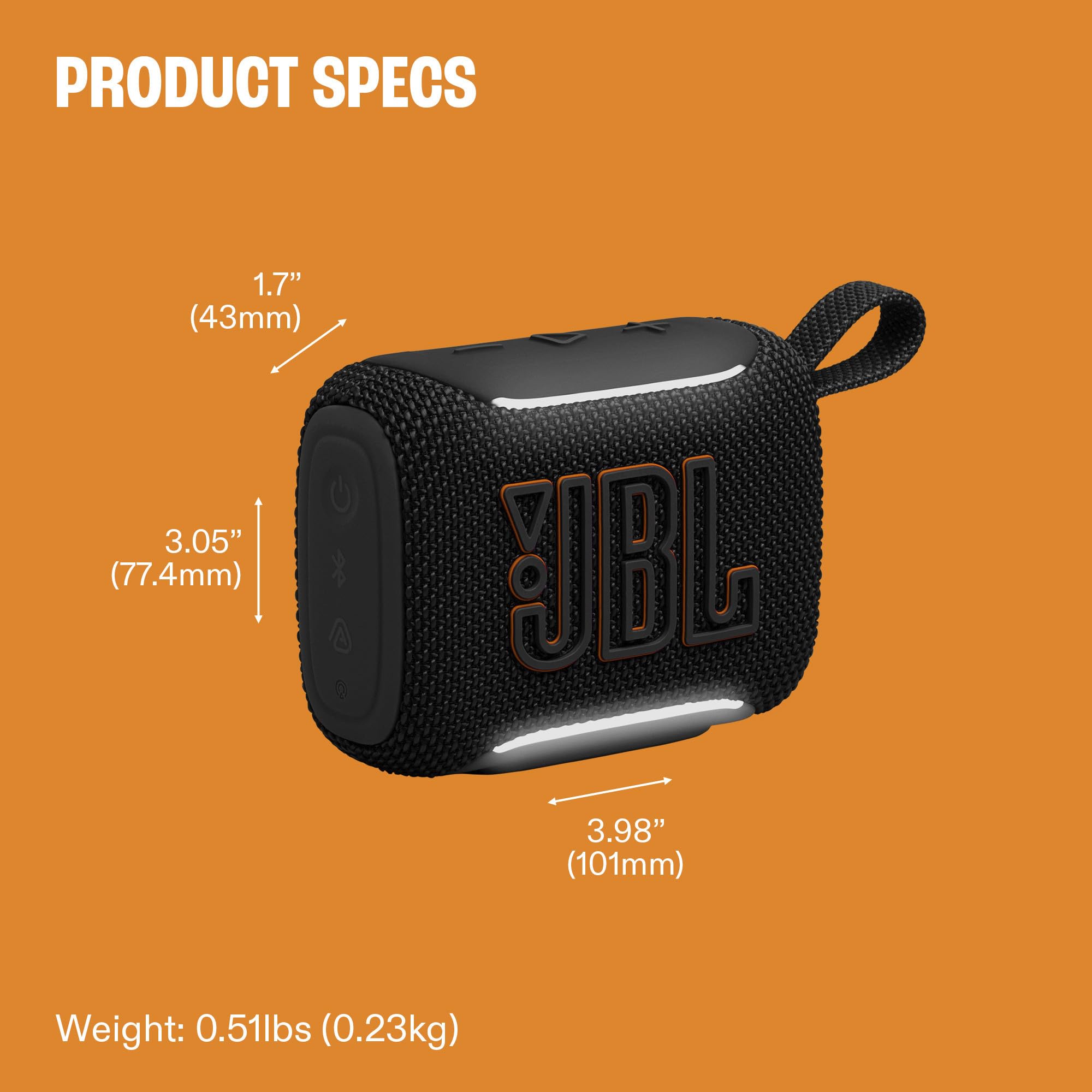 JBL Go 5 - Ultra-Portable Waterproof & Drop-Proof Speaker with JBL Legendary Sound & Ambient Edge Lighting, AirTouch Instant Stereo Pairing or Link Multiple Compatible Speakers via Auracast™ (Black) - 4