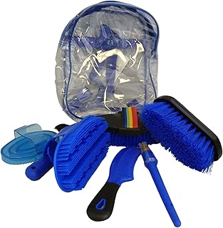 AJ Tack 8 Piece Kids Horse Grooming Kit Blue