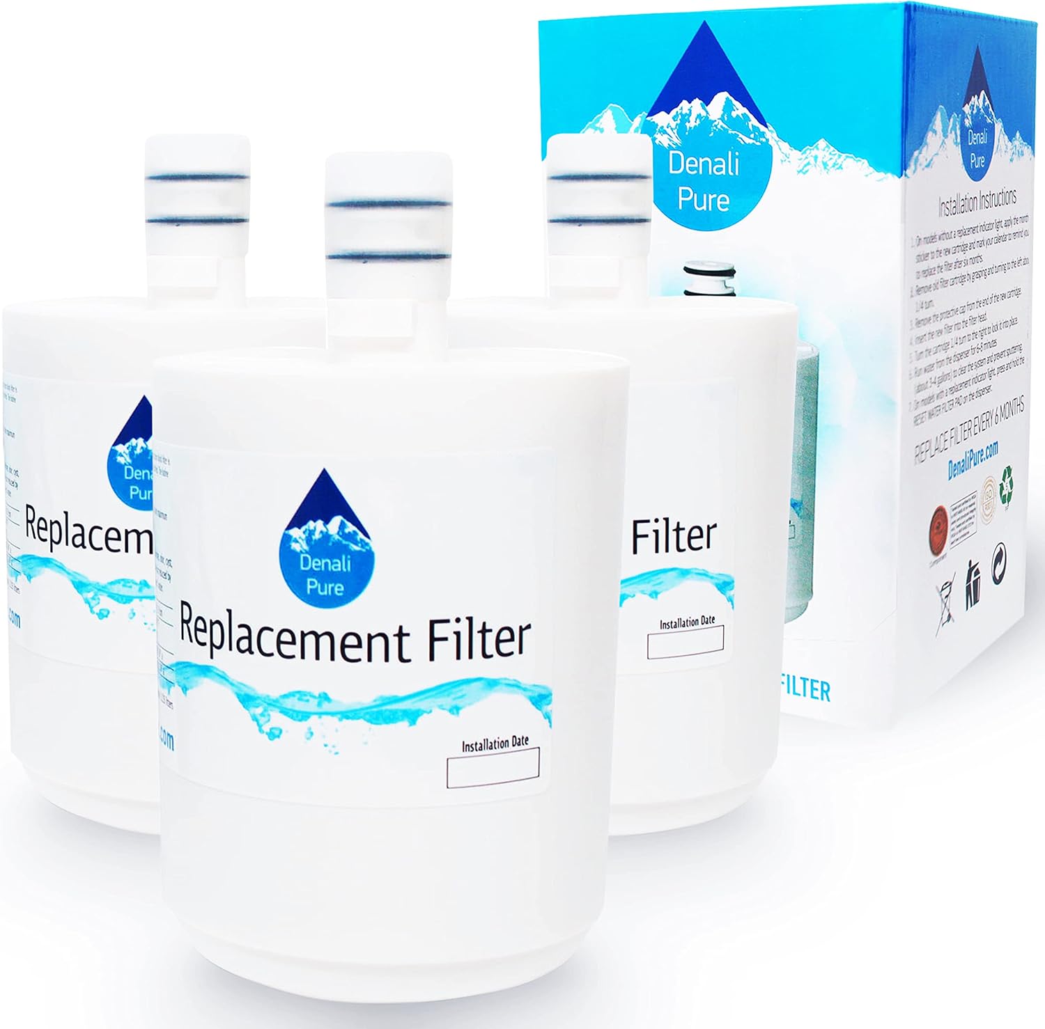 3-Pack Replacement for Sears/Kenmore 469890 Refrigerator Water Filter - Compatible with Sears/Kenmore 469890 Fridge Water Filter Cartridge