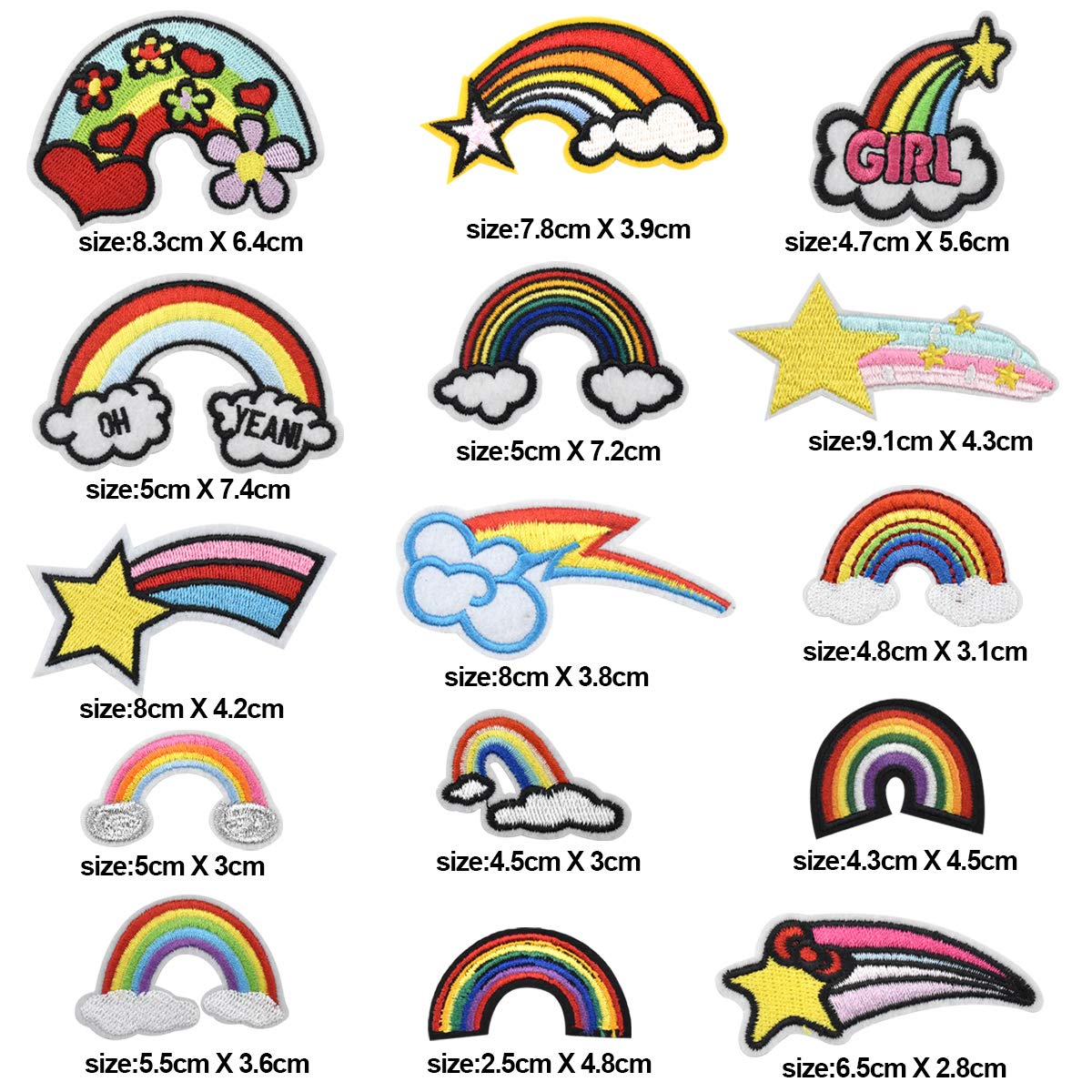 Toppa Termoadesiva Ricamata A Forma Di Nuvola Con Arcobaleno, 5,3x7,9 Cm - 5