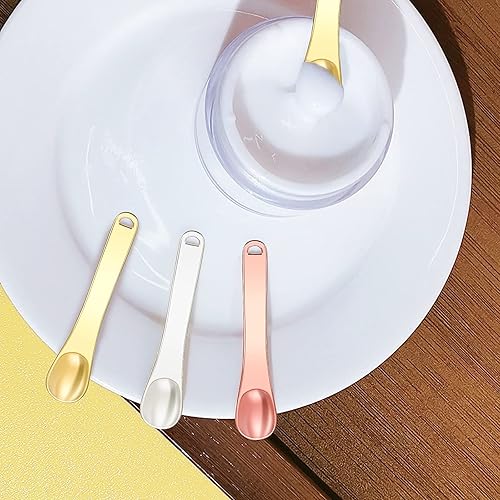 Miniatura 7 de Mini espátula de maquillaje de metal, cuchara cosmética para cuidado de la piel, aplicador reutilizable, cuchara de belleza para cosméticos faciales