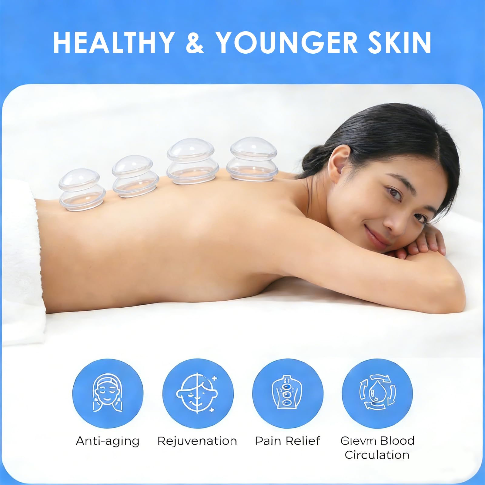 Kit de 7 Ventouse Massage Anti Cellulite,Ventouses en Silicone Thérapeutiques, pour Massage Kiné du Dos et du Corps, Améliore la Circulation, Aide à Raffermir la Peau, Compatible avec les Huil
