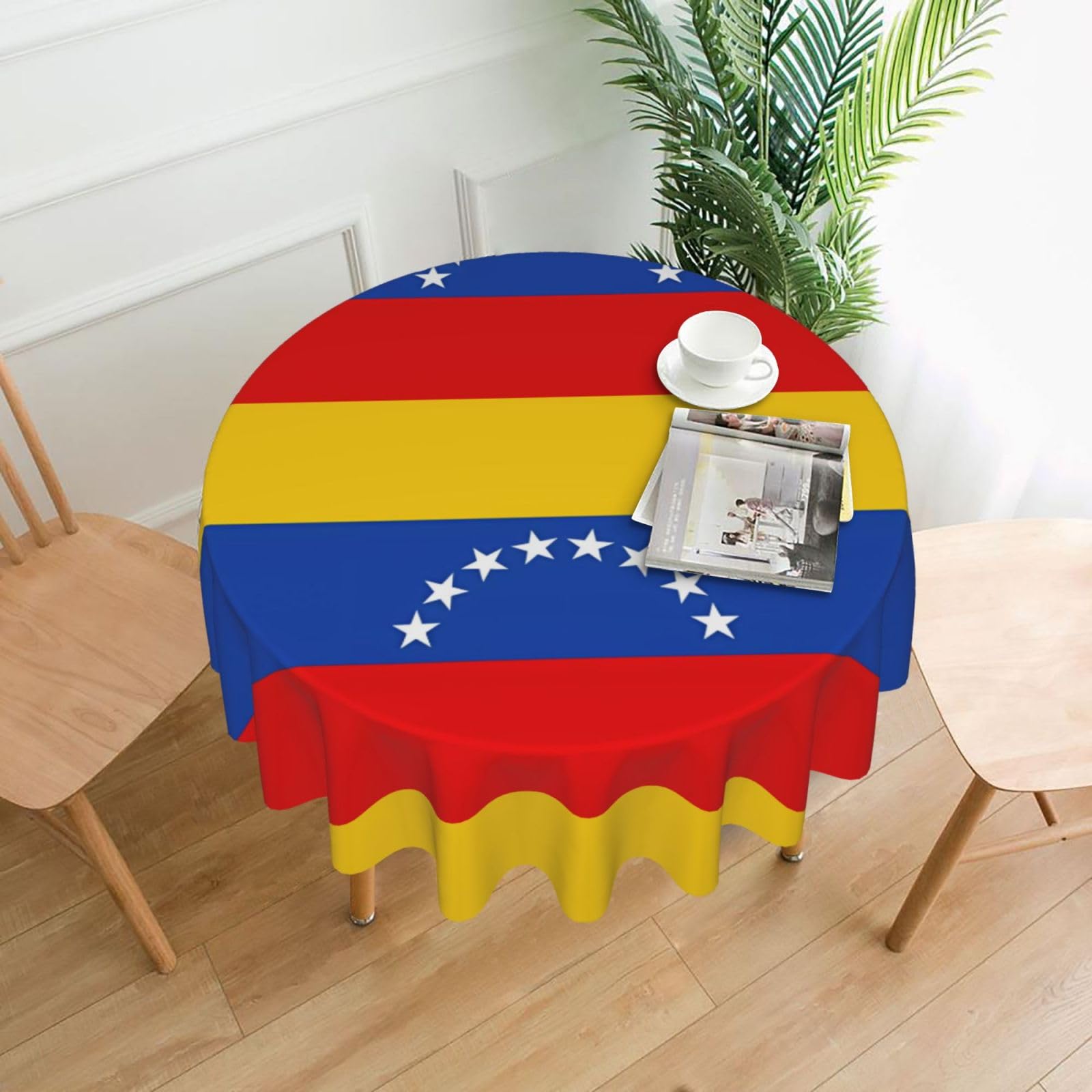 WHJSSF Flag of Venezuela Prints Round Decorative Table Throw 60 Inch – Waterproof Table Cover for Dining, Coffee Tables, and Outdoor Events